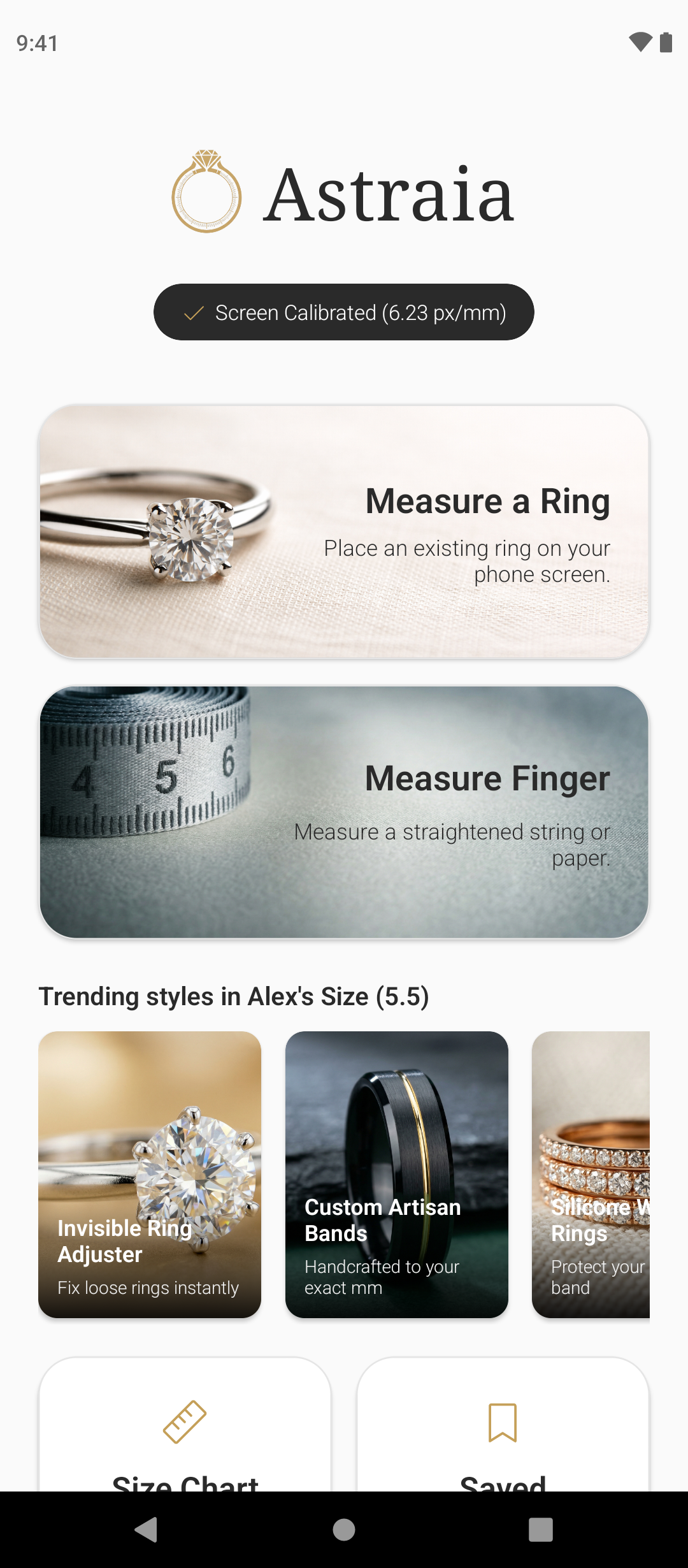 Astraia home screen