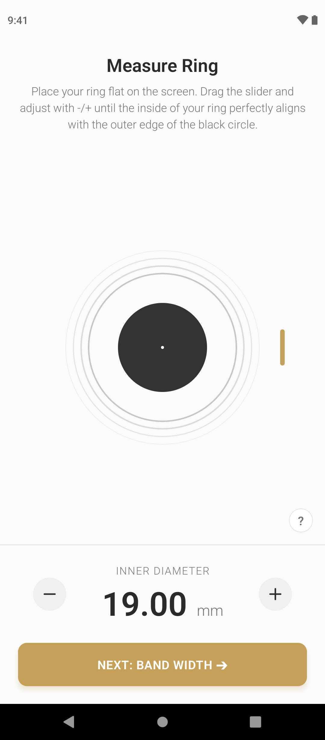 Measuring a ring on screen