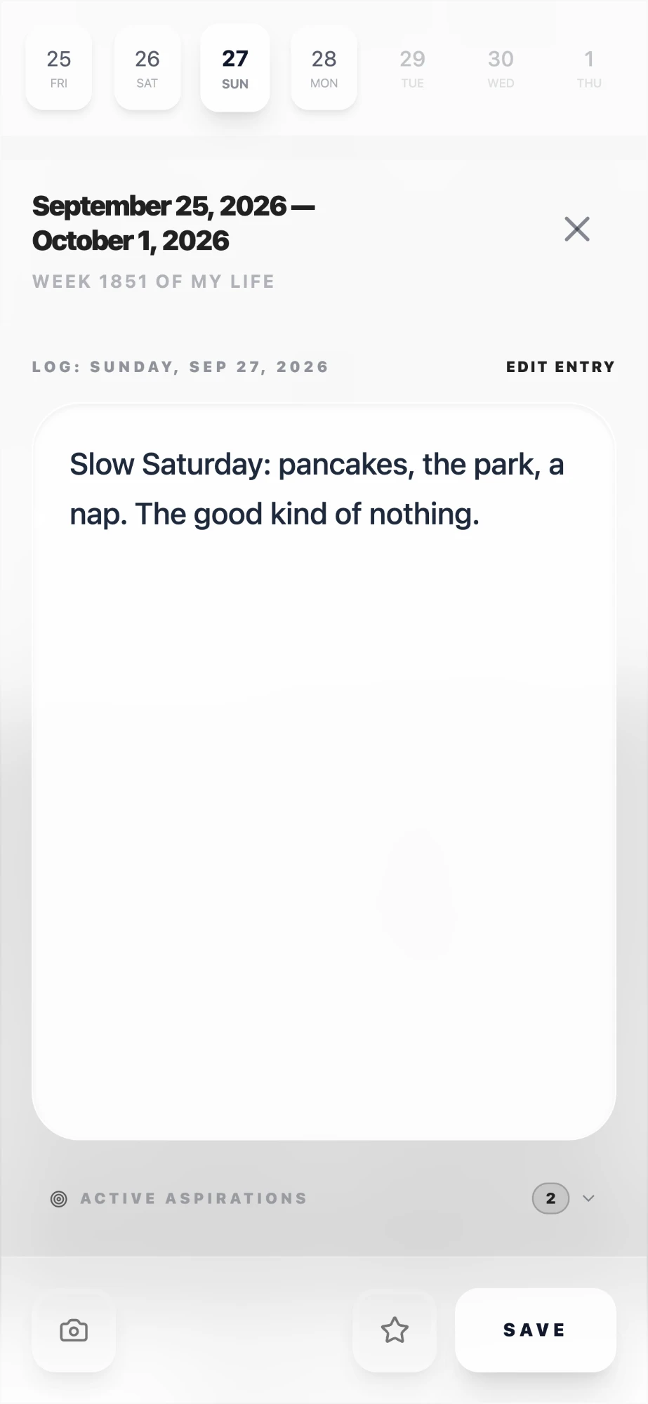 A week open for writing on a phone