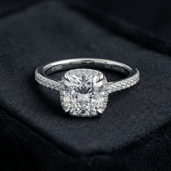 Cushion cut diamond halo ring by Brilliant Earth