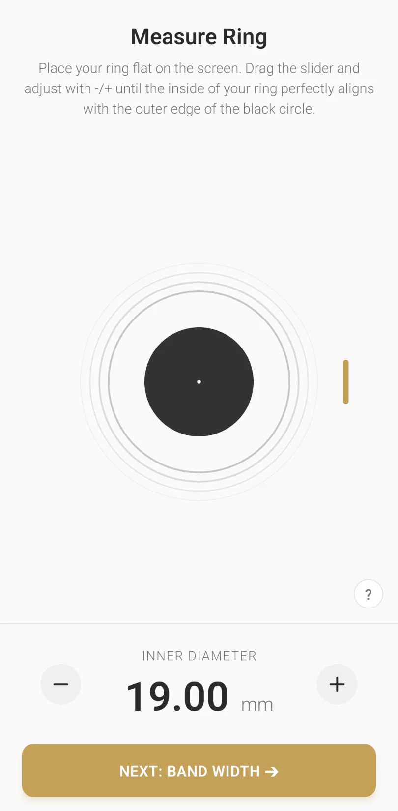 Astraia ring measurement screen